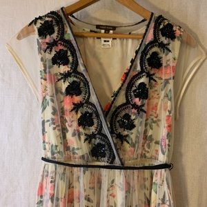 Anthropologie Double Layer Floral Maxi Dress W6